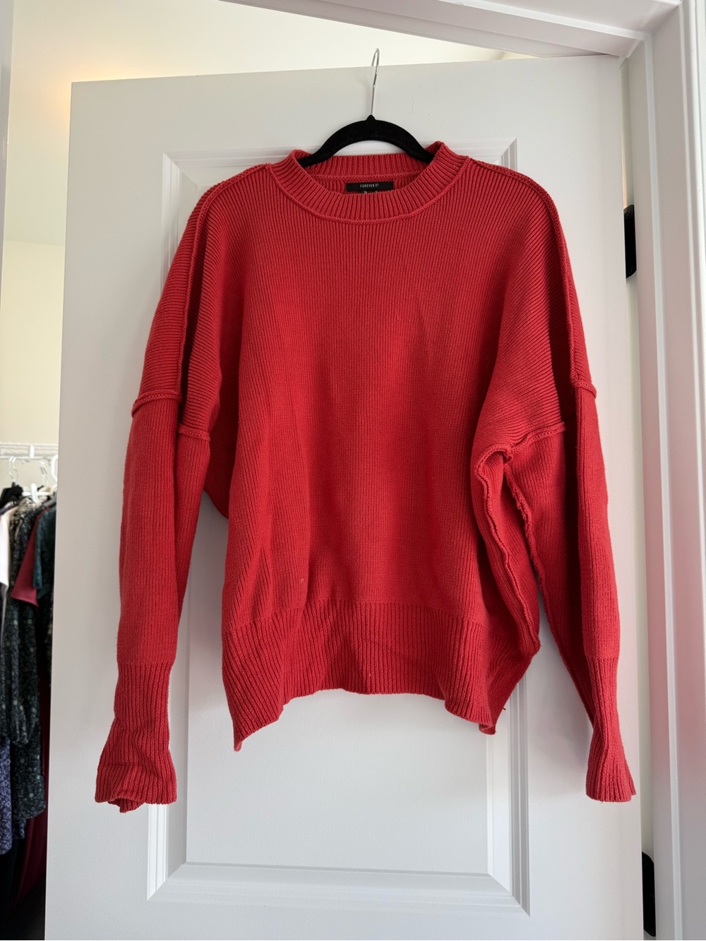Forever 21 Red Ribbed Crewneck Sweater